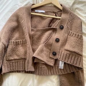 Zara cropped knit sweater and tank